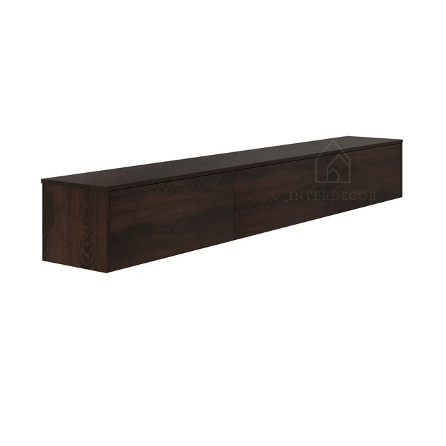 Elegance Collection TV meubel Zwevend Lowboard Hangend 280cm Eiken Dark Walnut