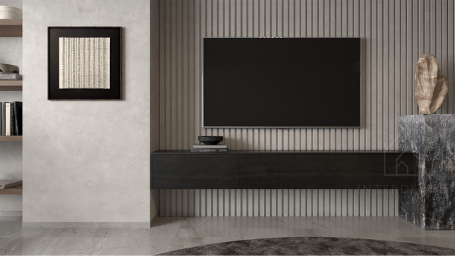 Elegance Collection TV meubel Zwevend Lowboard Hangend 280cm Eiken Zwart